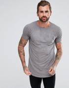 Aces Couture Muscle T-shirt In Gray Suedette With Biker Sleeves - Gray