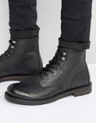 Shoe The Bear Worker Leather Lace Up Boots - Black