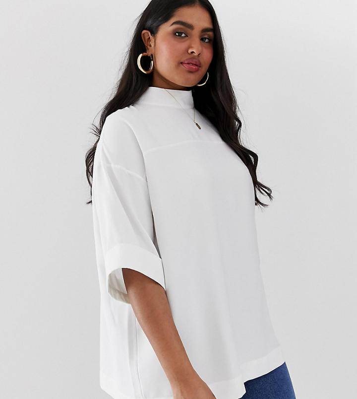 Asos Design Curve Oversized Minimal Top-white