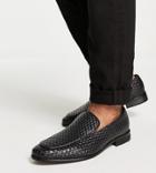 London Rebel X Wide Fit Faux Leather Loafers In Black