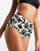 Monki Nilla High Waist Bikini Bottoms In Black And White-multi