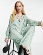 4th & Reckless Oversized Plisse Shirt In Sage Green - Part Of A Set