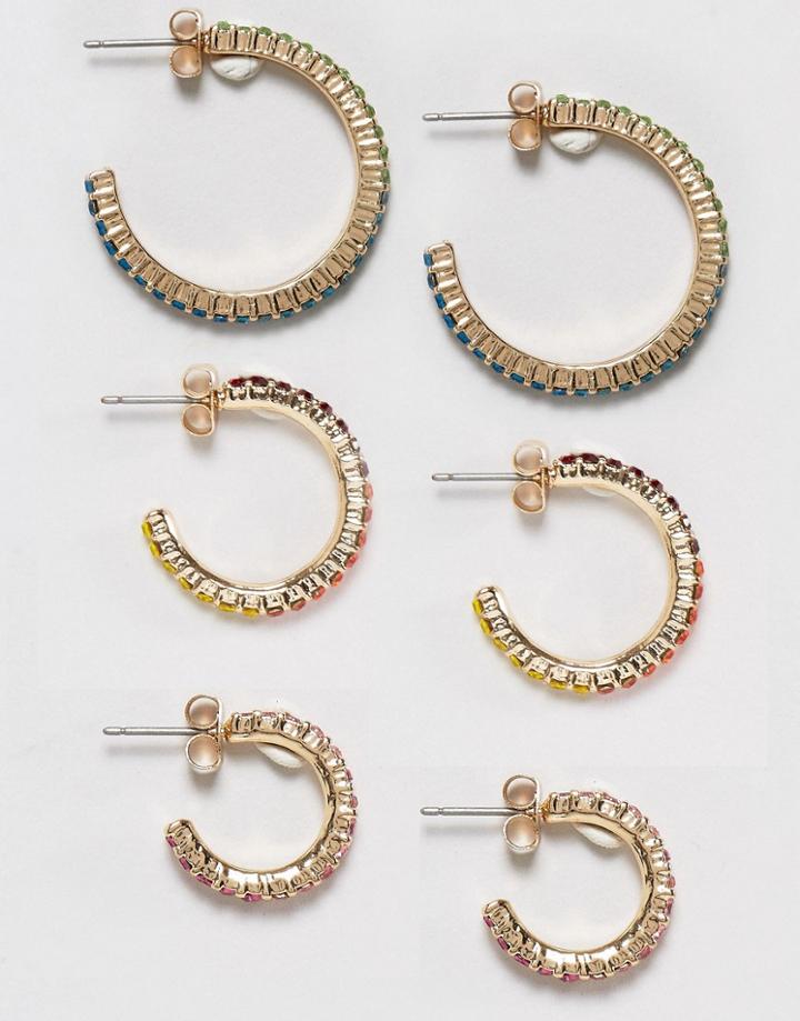 Monki Mixed Color Multi Pack Hoop Earrings - Multi