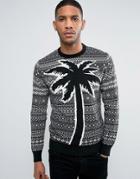 Diesel K-wall Palm Pattern Sweater - Black