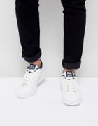Blend Leather Look Logo Sneakers - White