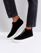 New Look Zip Detail Minimal Sneaker - Black