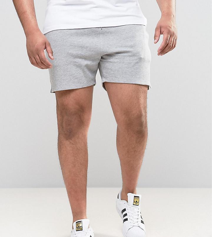 Asos Plus Jersey Short In Gray Marl - Gray