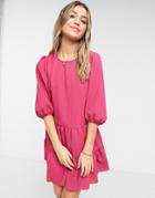 New Look Taffeta Textured Midi Dress In Pink