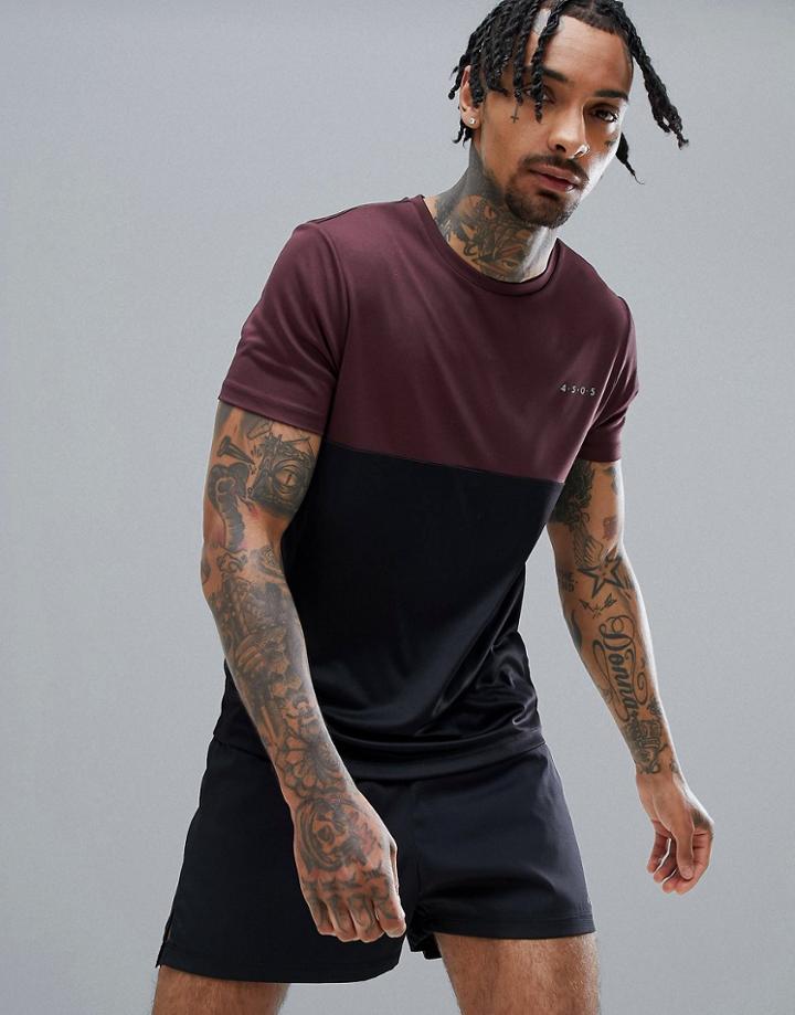 Asos 4505 T-shirt With Quick Dry And Contrast Panel - Red