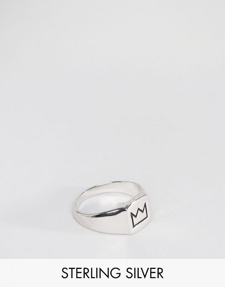 Serge De Nimes Crown Signet Ring In Solid Silver English Hallmarked 95