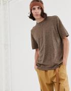 Asos Design Knitted T-shirt In Tan Twist - Tan