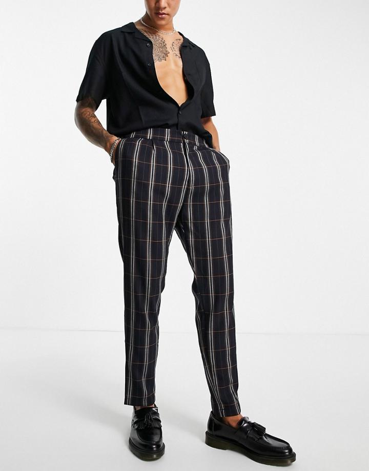 Bolongaro Trevor Check Skinny Fit Pants-navy