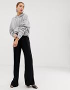 Mango Wide Leg Pants In Black - Black