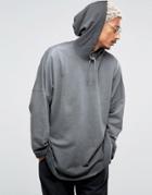 Asos Extreme Oversized Hoodie With Cropped Sleeves - Gray