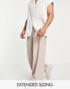 Asos Design Smart Extreme Wide Leg Pants In Stone-neutral