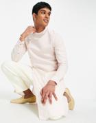 Asos Design Kurta Longline Asymmetric Linen Shirt In Pink