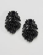 Asos Jet Bead Tassel Earrings - Black
