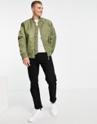 Topman Ma1 Padded Bomber Jacket In Olive-green