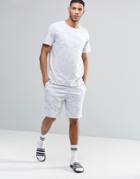 Asos Loungewear Skater T-shirt And Jersey Shorts Set With Marble Print - Gray