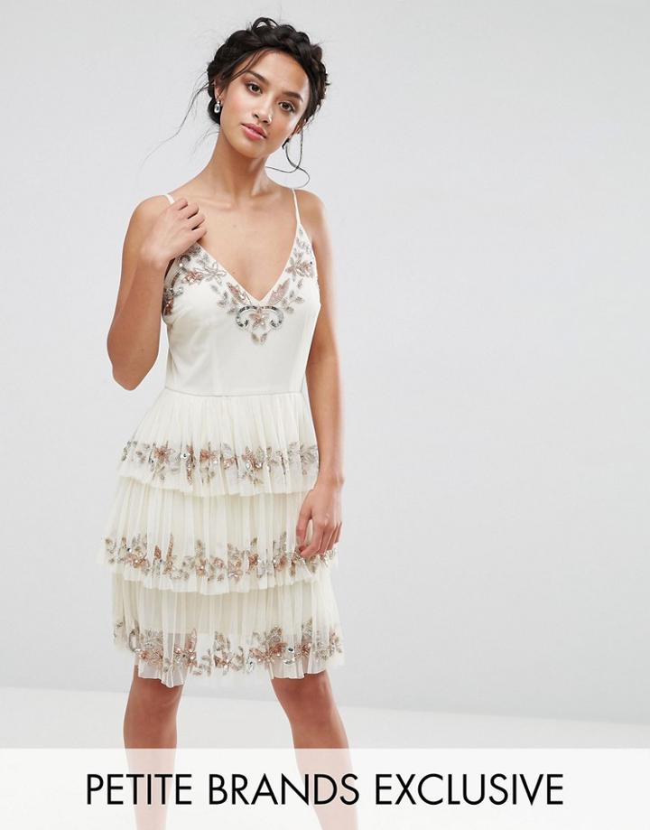 Maya Petite Cami Strap Ruffle Embellished Mini Dress - Pink