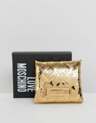 Love Moschino Embossed Patent Logo Purse - Gold