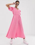 Resume Odelia Check Midi Dress With Frill Sleeve-pink