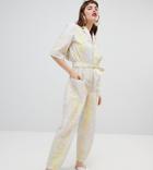 Mango Organic Cotton Jumpsuit In Abstract Floral Print