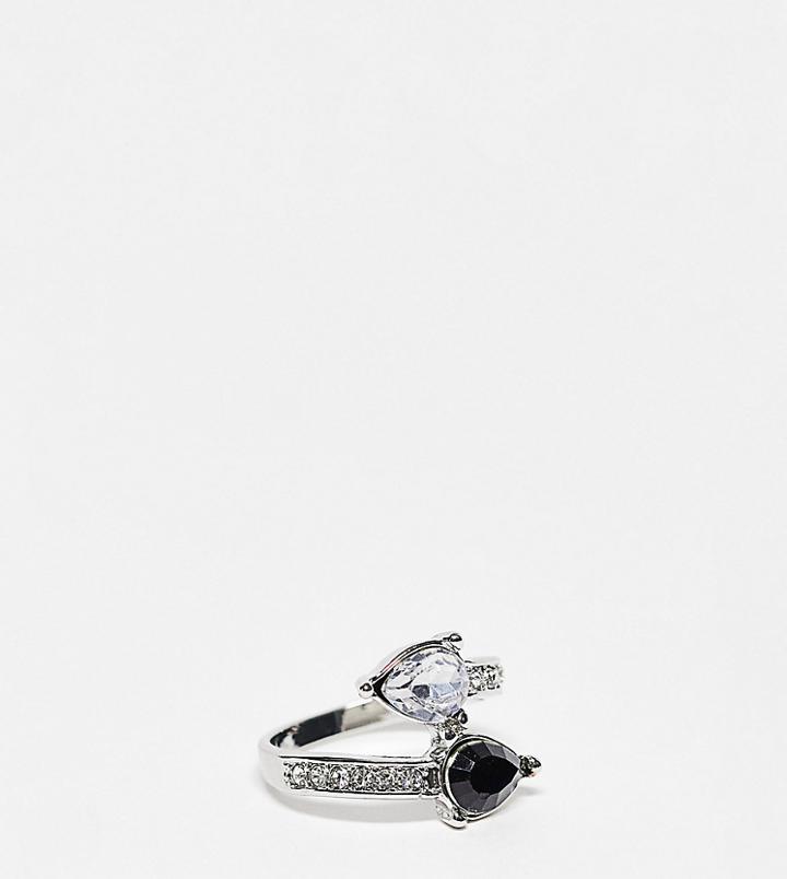 Reclaimed Vintage Inspired Wrap Ring With Gems In Silver