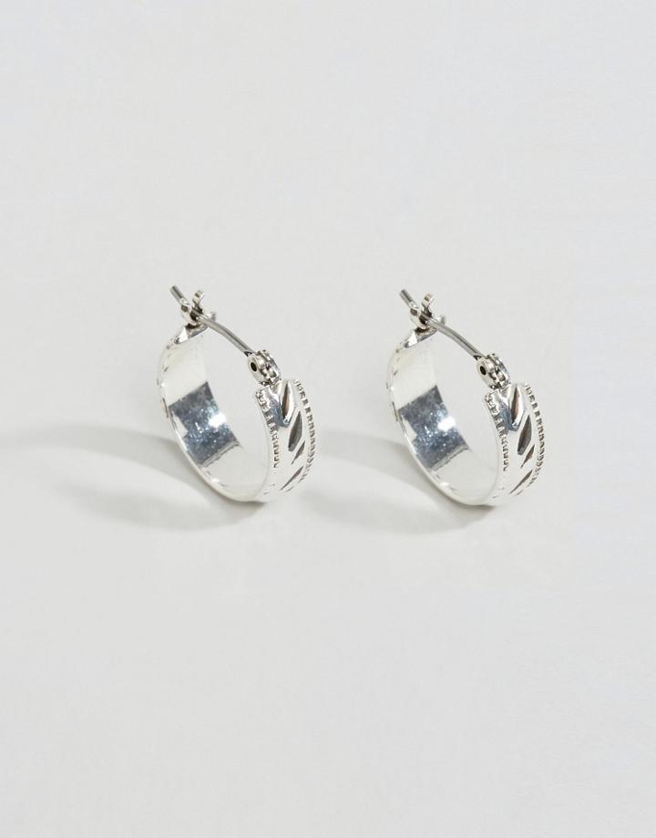 Asos Textured Hoop Earrings In Silver - Silver
