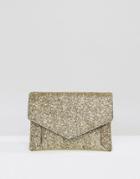 Asos Glitter Envelope Clutch Bag - Gold