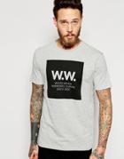 Wood Wood T-shirt With Box Logo In Gray - Gray