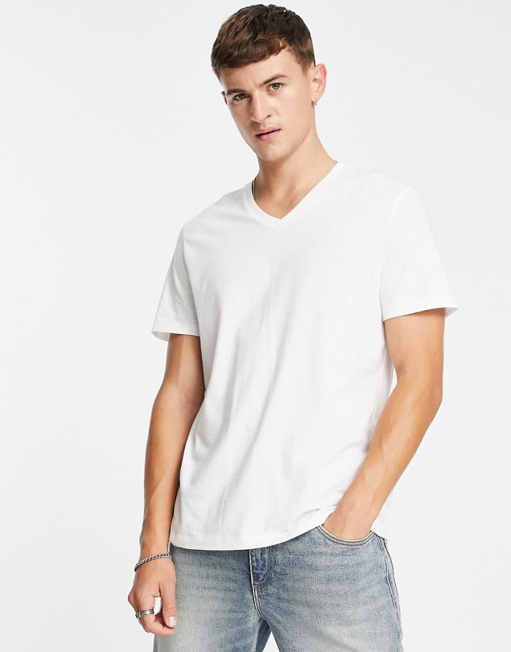 Asos Design Organic Cotton Blend T-shirt With V Neck In White