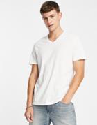 Asos Design Organic Cotton Blend T-shirt With V Neck In White