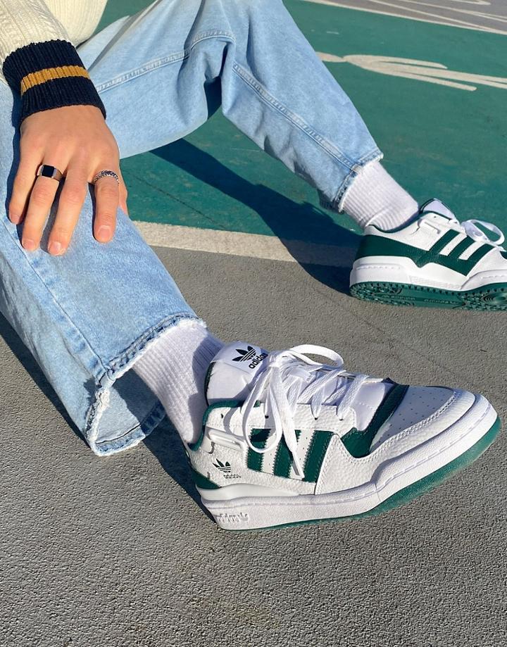 Adidas Originals Forum Low Sneakers In White And Collegate Green