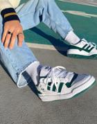 Adidas Originals Forum Low Sneakers In White And Collegate Green