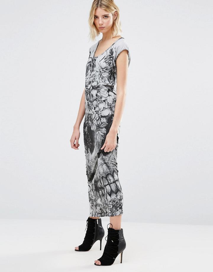 Religion Skull Maxi Dress - Gray