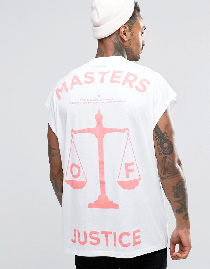 Asos Oversized Sleeveless T-shirt With Scales Back Print - White