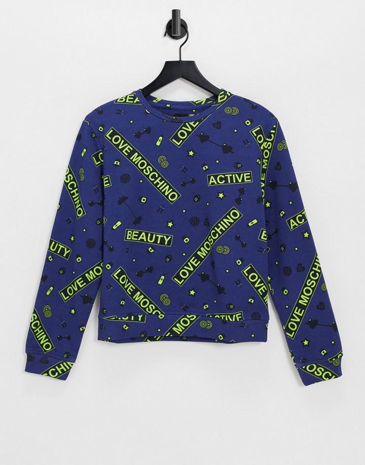 Love Moschino Gym Logo Sweatshirt In Blue-blues
