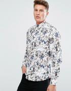 Solid Floral Printed Shirt - White