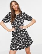 Miss Selfridge Smock Dress In Ditsy Print-black