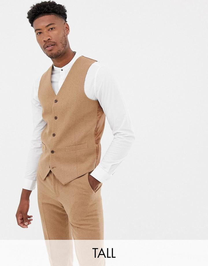 Gianni Feraud Tall Slim Fit Wool Blend Vest - Brown