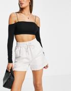& Other Stories Drawstring Waist Linen Shorts In White
