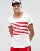 Ringspun Scoop Neck Stiped Beach T-shirt Co-ord - White