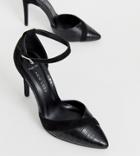 New Look Wide Fit Croc Mix Point Heel In Black - Black