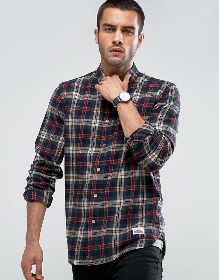 Penfield Harmon Check Shirt Buttondown Flannel Regular Fit In Gray - Gray