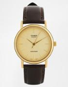 Casio Brown Leather Strap Watch Mtp1095q-9a - Brown