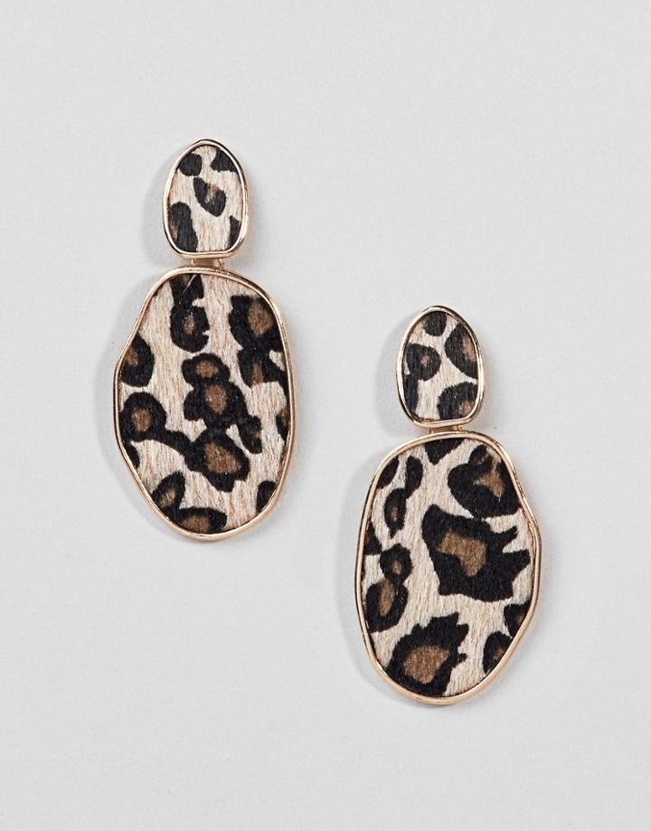 Stradivarius Leopard Drop Earrings - Multi