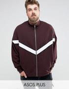 Asos Plus Oversized Jersey Track Jacket With Cut & Sew - Red