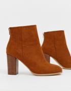 Asos Design Essy Heeled Ankle Boots-tan