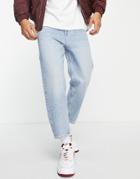 Pull & Bear Loose Fit Jeans In Mid Blue-blues